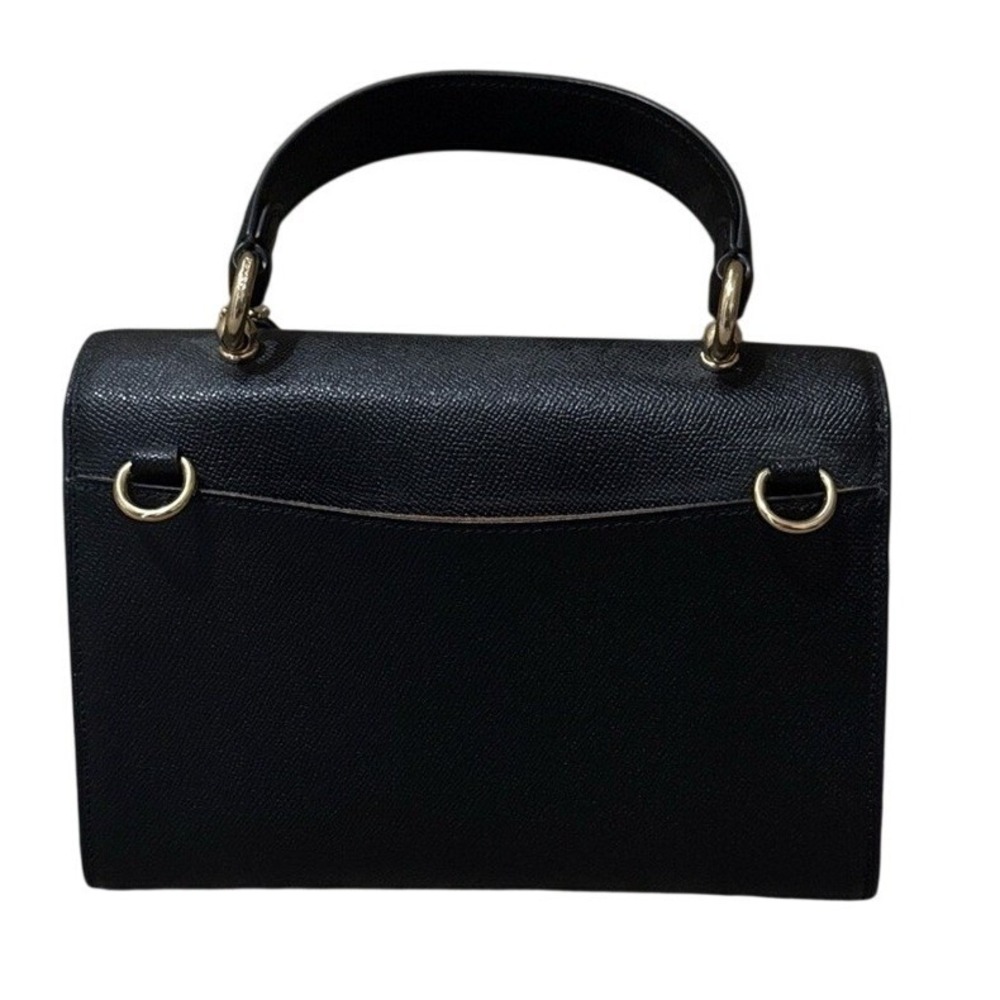 Coach Tilly Top Handle Satchel Black Crossgrain Leather Crossbody Bag F76618 - Picture 3 of 5